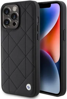 BMW Leather Quilted Case for iphone 15 Pro 6.1" Black - BMHCP15L22RQDK