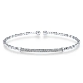 14K White Gold Bujukan Diamond Bar Split Bangle