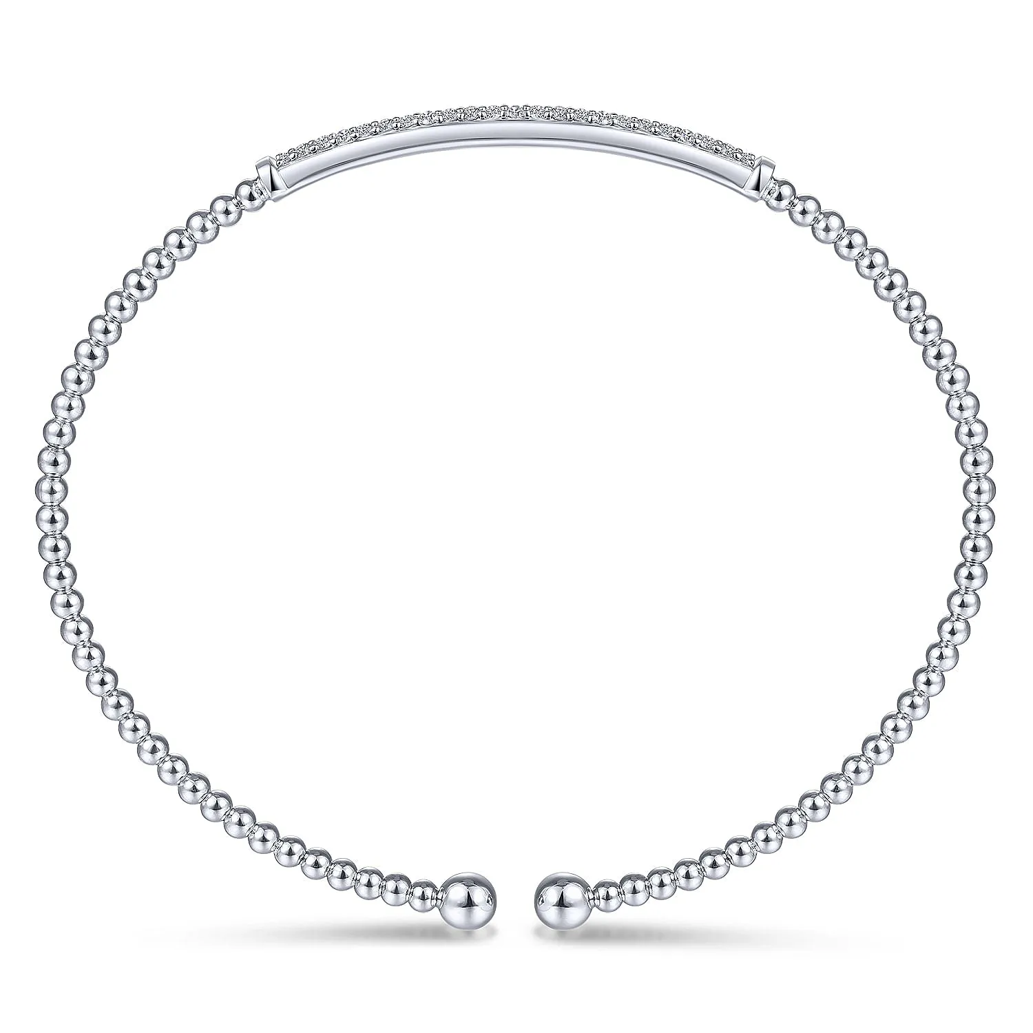 14K White Gold Bujukan Diamond Bar Split Bangle