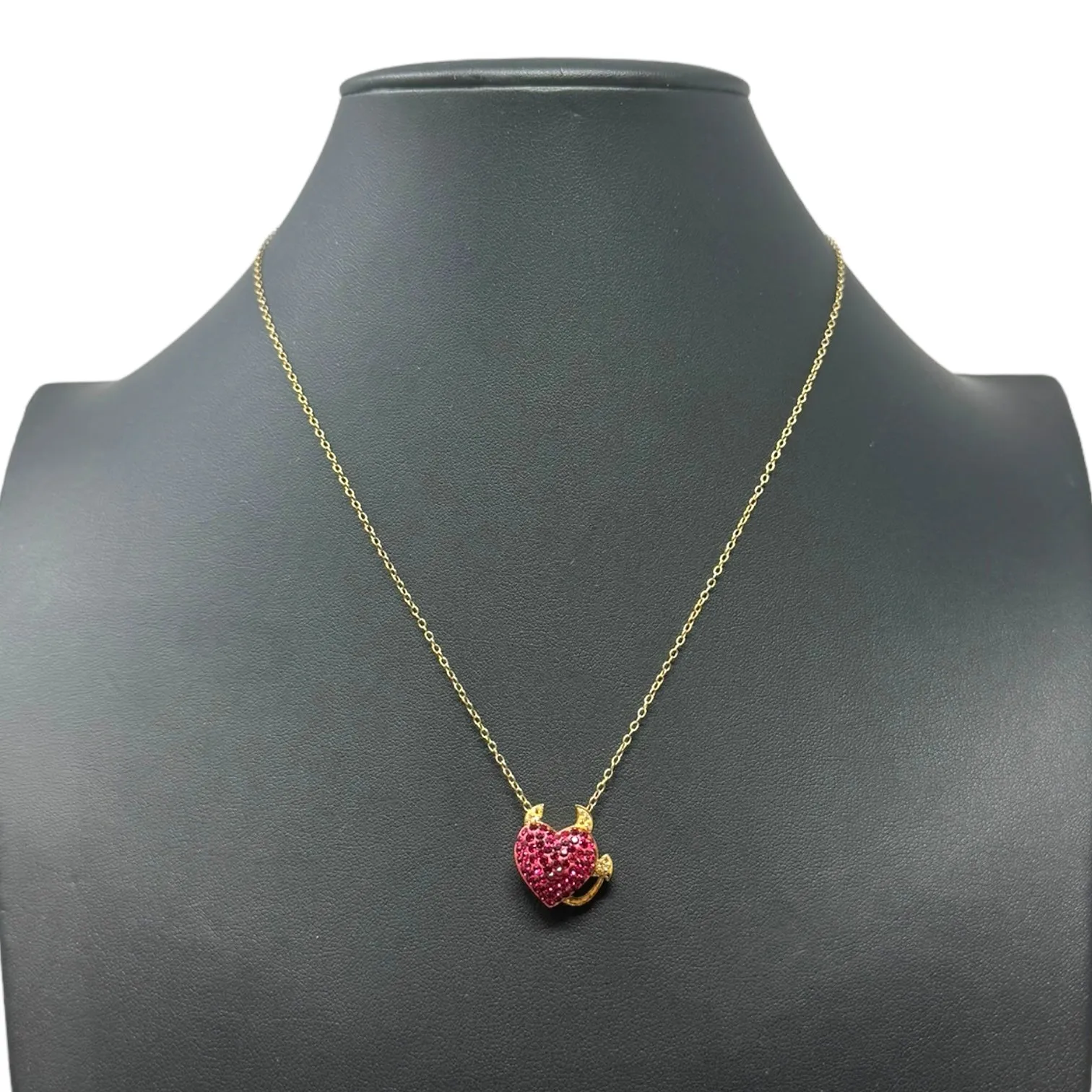 18K Gold-Plated Over Sterling Silver Swarovski Crystal Devils Heart Pendant Necklace By Crystaluxe