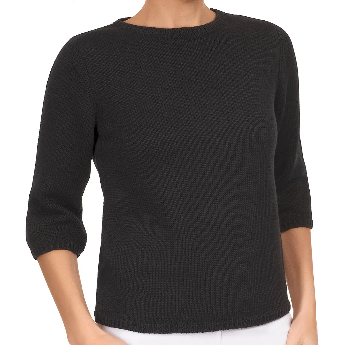 3/4 Sleeve Pullover in Black