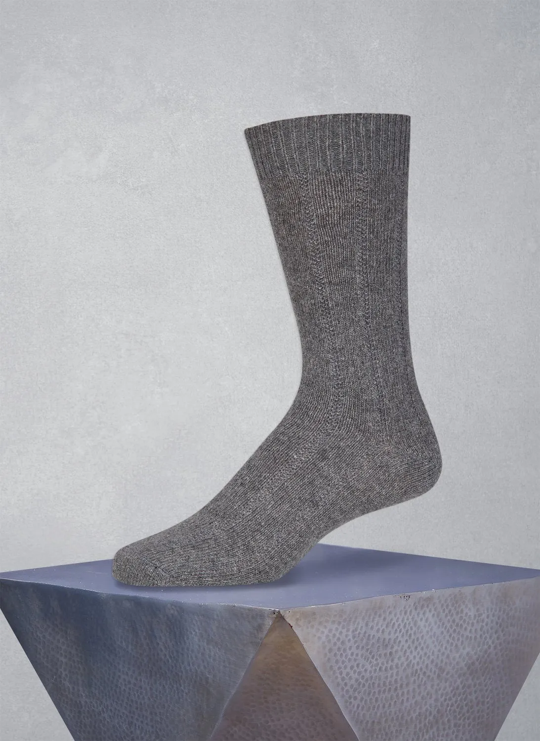 75% Cashmere Rib Sock in Heather Grey