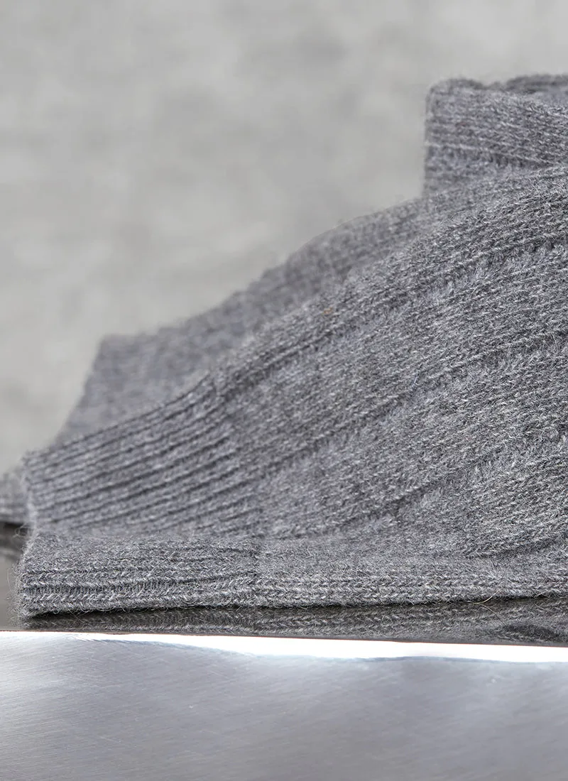 75% Cashmere Rib Sock in Heather Grey