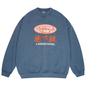 A Thousand Futures 'Subway' Vintage Washed Sweater - Petrol