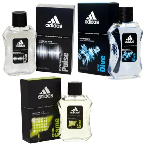 Adidas Combo - Dynamic Pulse, Ice Dive and Pure Game EDT Perfume Men (100 ml x 3)