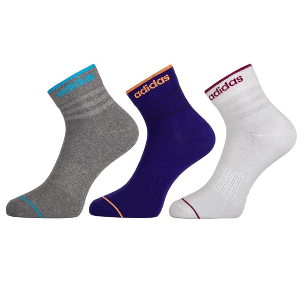 Adidas Flat Knit Ankle Socks (Grey/Purple/White)