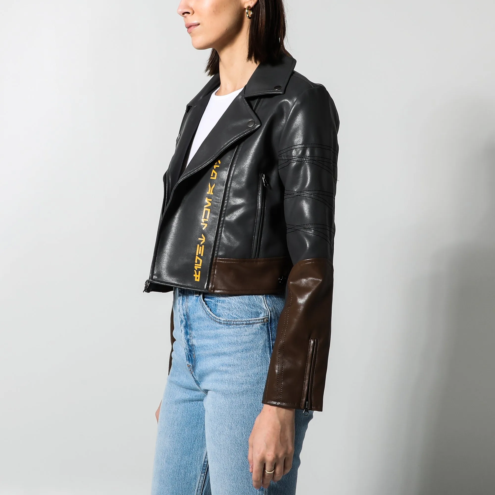 Ahsoka Faux Leather Cropped Moto Jacket