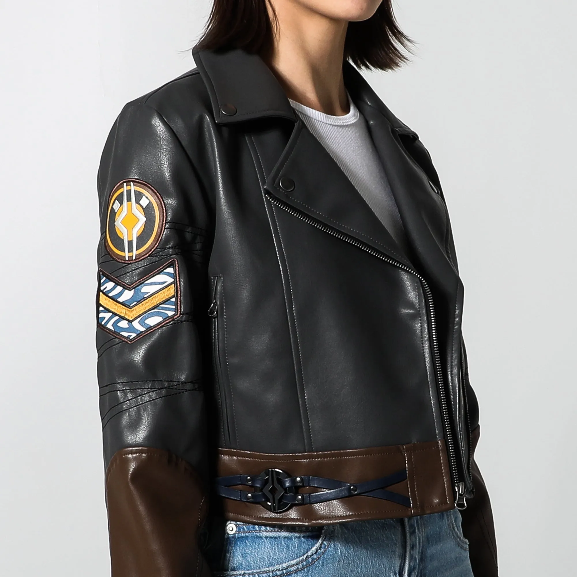 Ahsoka Faux Leather Cropped Moto Jacket