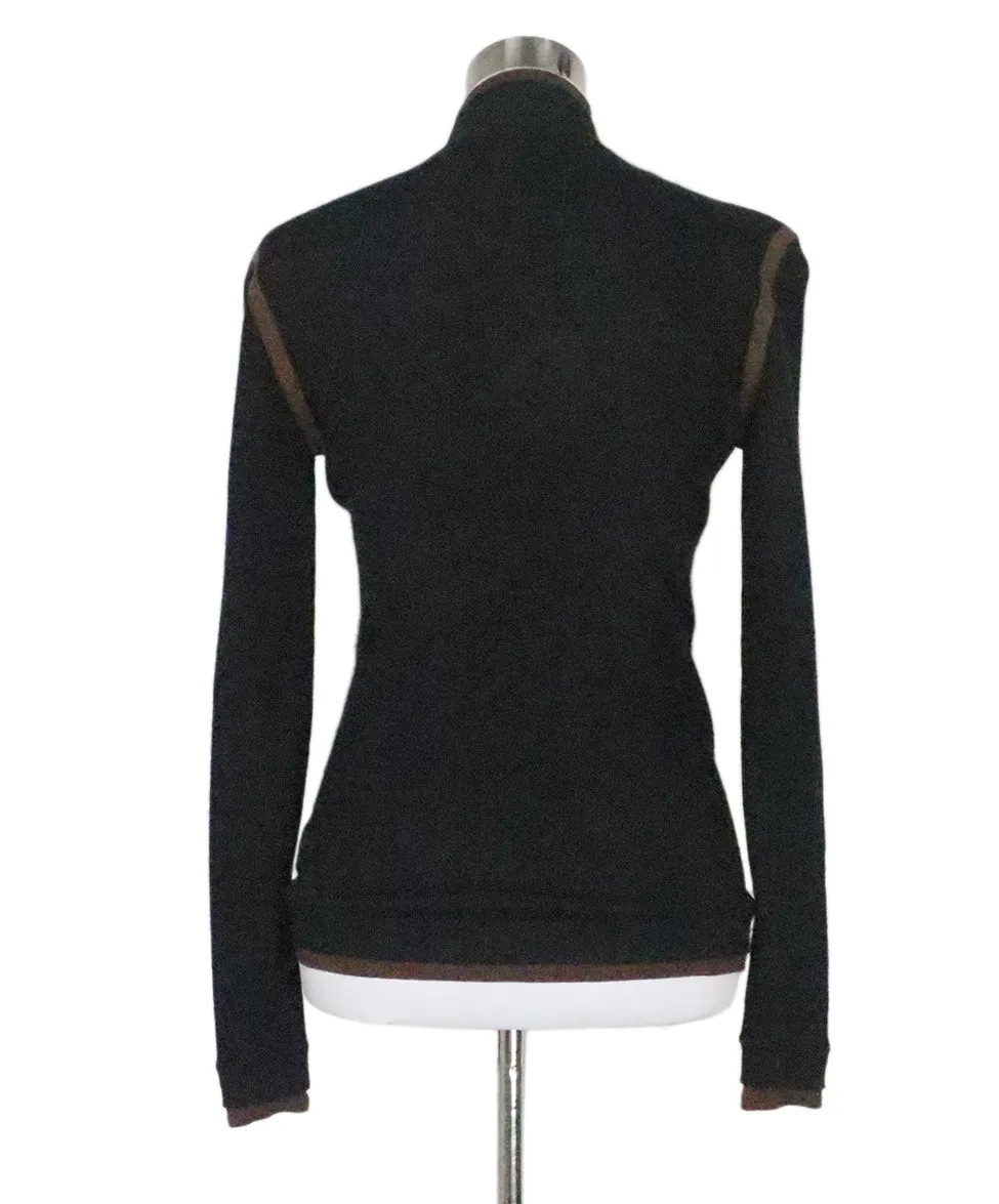 Akris Black & Brown Cashmere Turtleneck sz 8