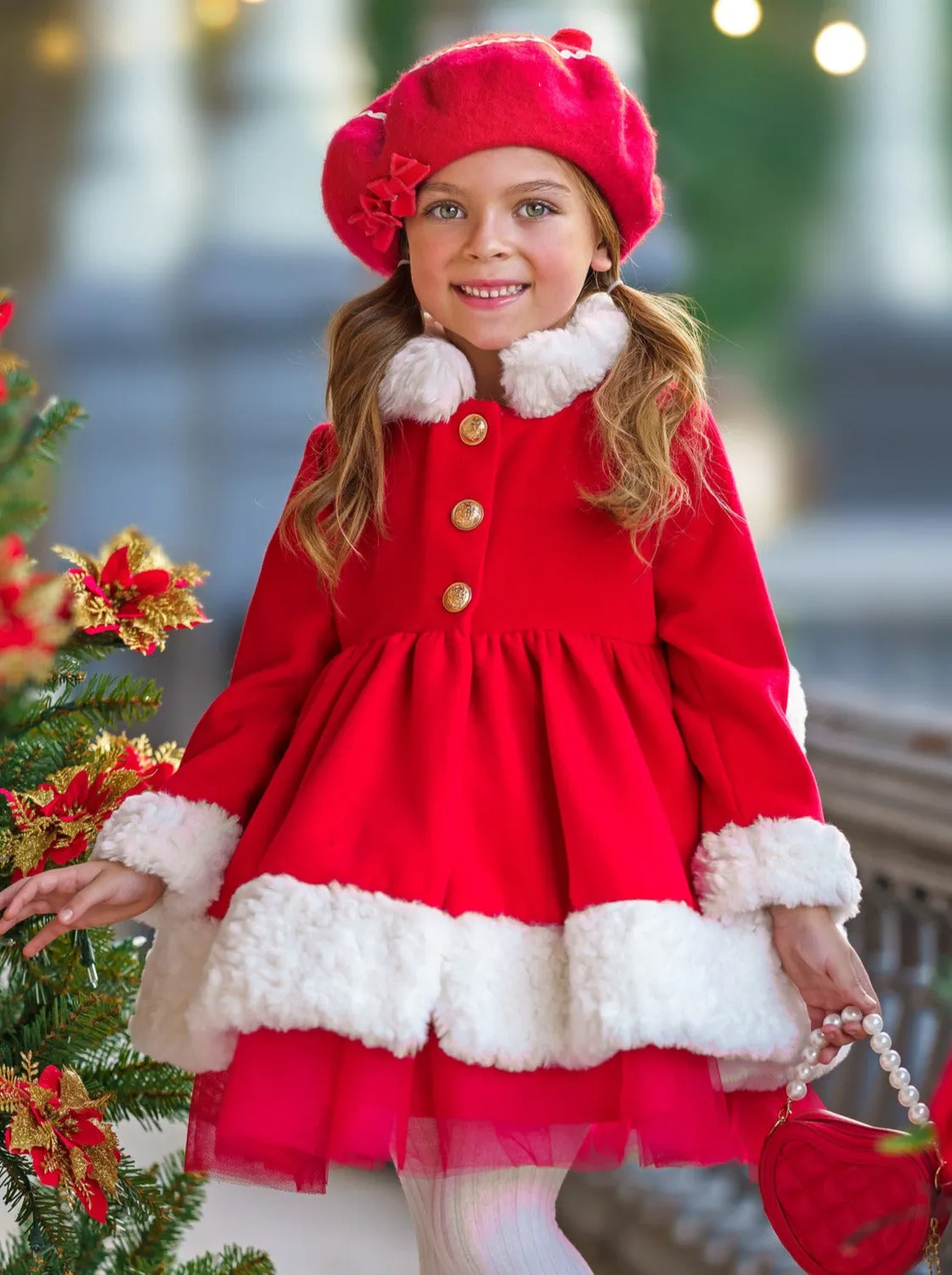 All Bundled Up Red Faux Fur Duchess Coat