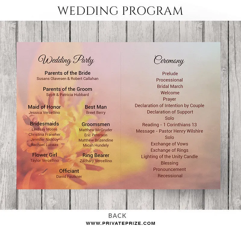 Alysan&cofin Wedding Program