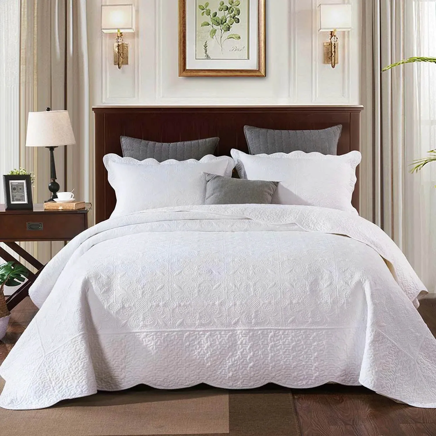 Antique White Quilted coverlet set