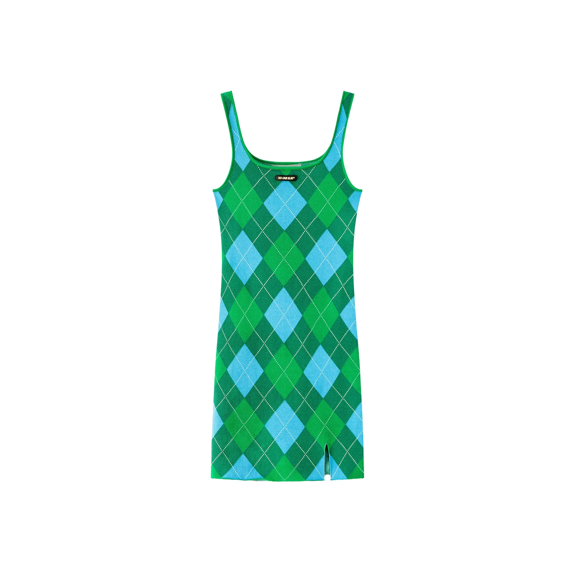 Argyle Knitwear Sleeveless Mini Dress