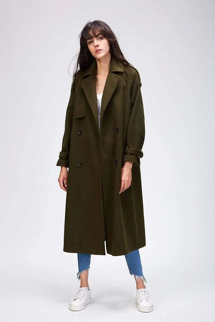 Autumn Winter New Women's Casual Wool Blend Trench Coat