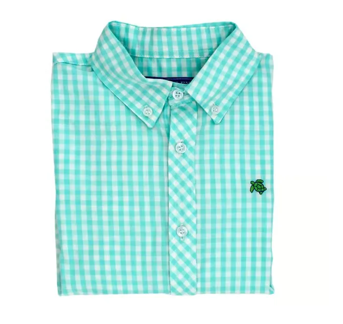 Bailey Boys Button Down Shirt, Mint Check