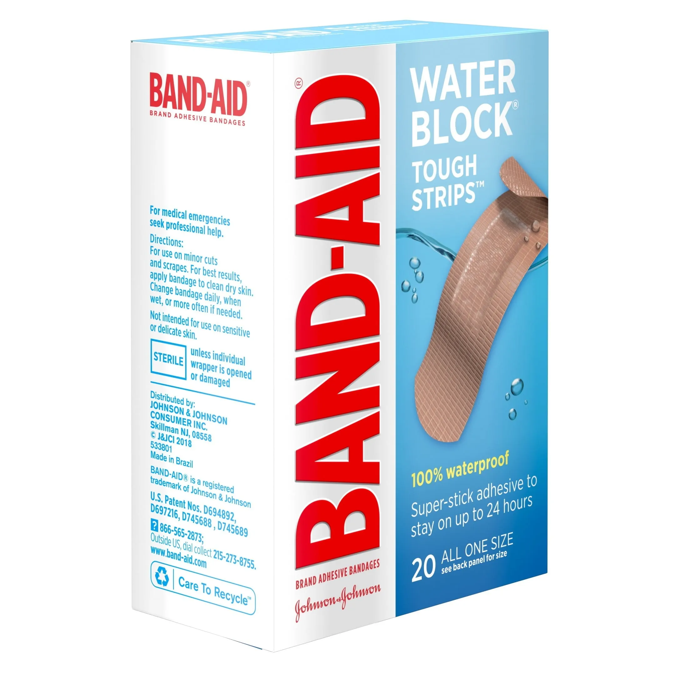 Band-Aid Brand Water Block Tough Sterile Bandages, One Size, 20Ct