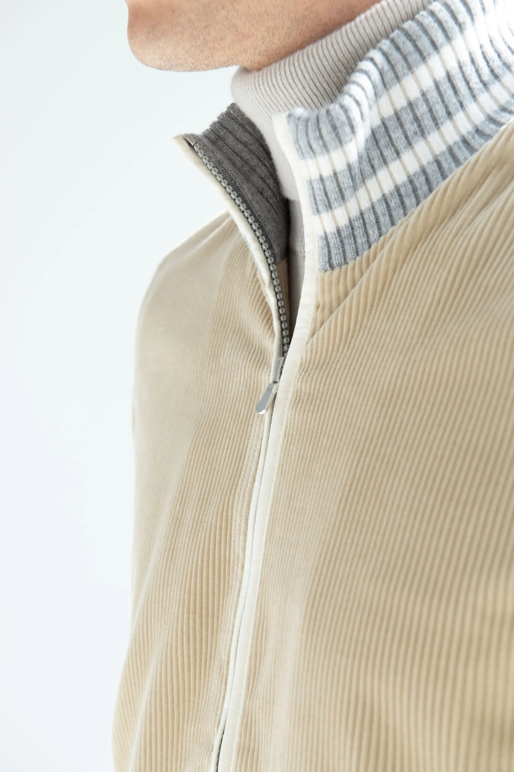 Beige corduroy college bomber - Made in Italy