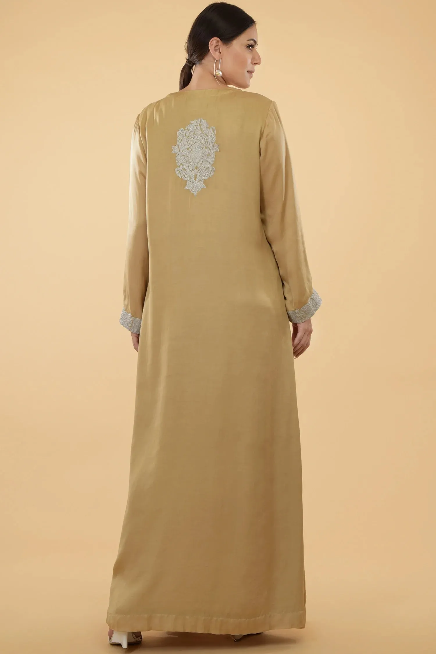 Beige Modal Satin Kaftan