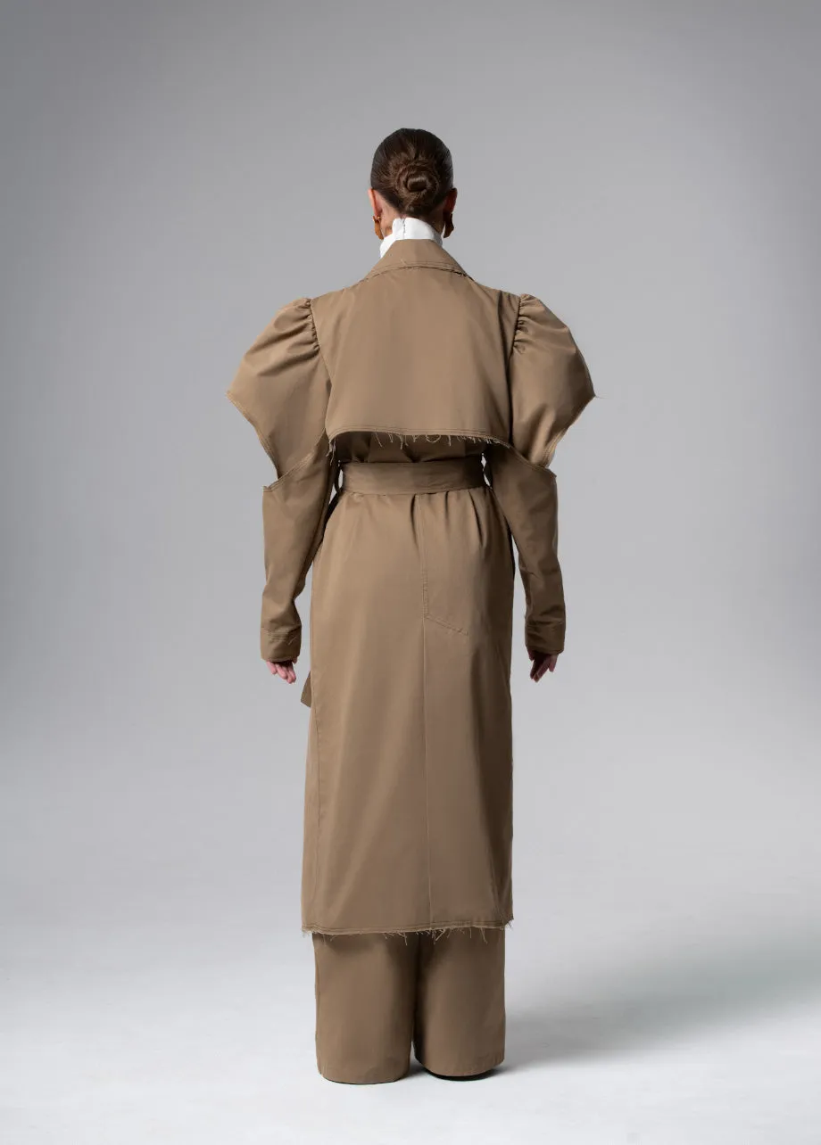 BELTED PUFF-SLEEVE TRENCH