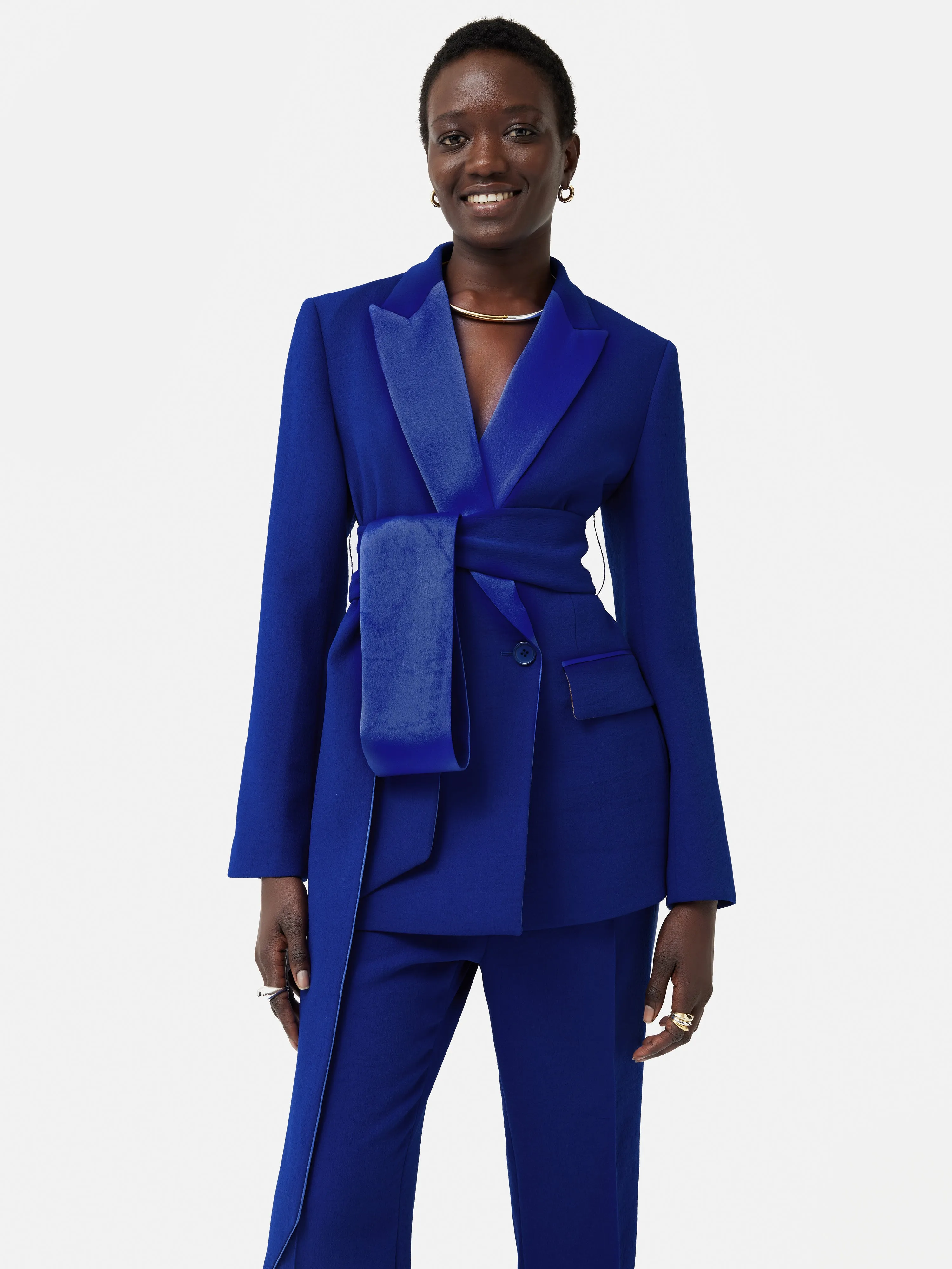 Belted Tuxedo Jacket | Blue