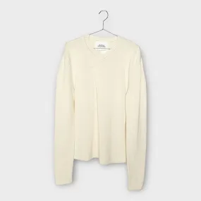 Bianca Saunders Cream Overlapped V-Neck Sweater