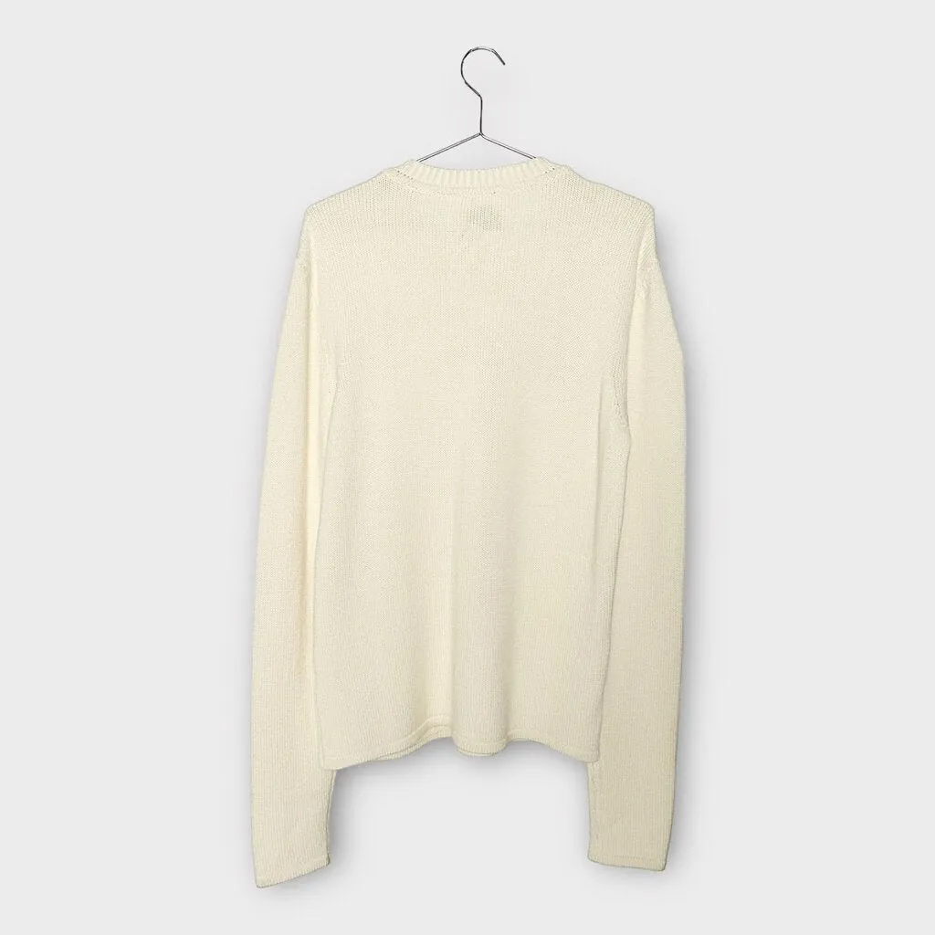 Bianca Saunders Cream Overlapped V-Neck Sweater