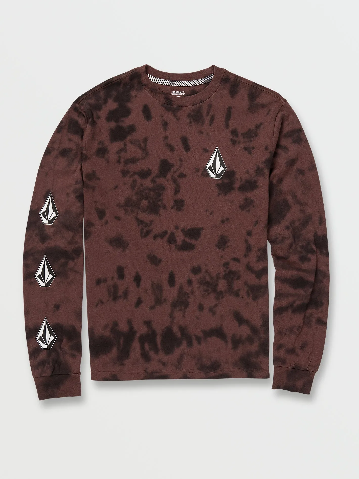 Big Boys Iconic Stone Dye Long Sleeve Tee - Mahogany