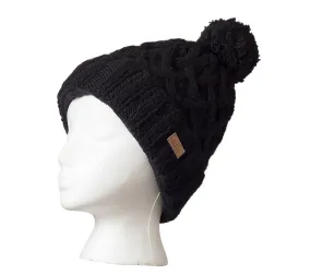 Black Beanie, Pom pom beanie, Thick wool beanie, toque, Fleece Lined,