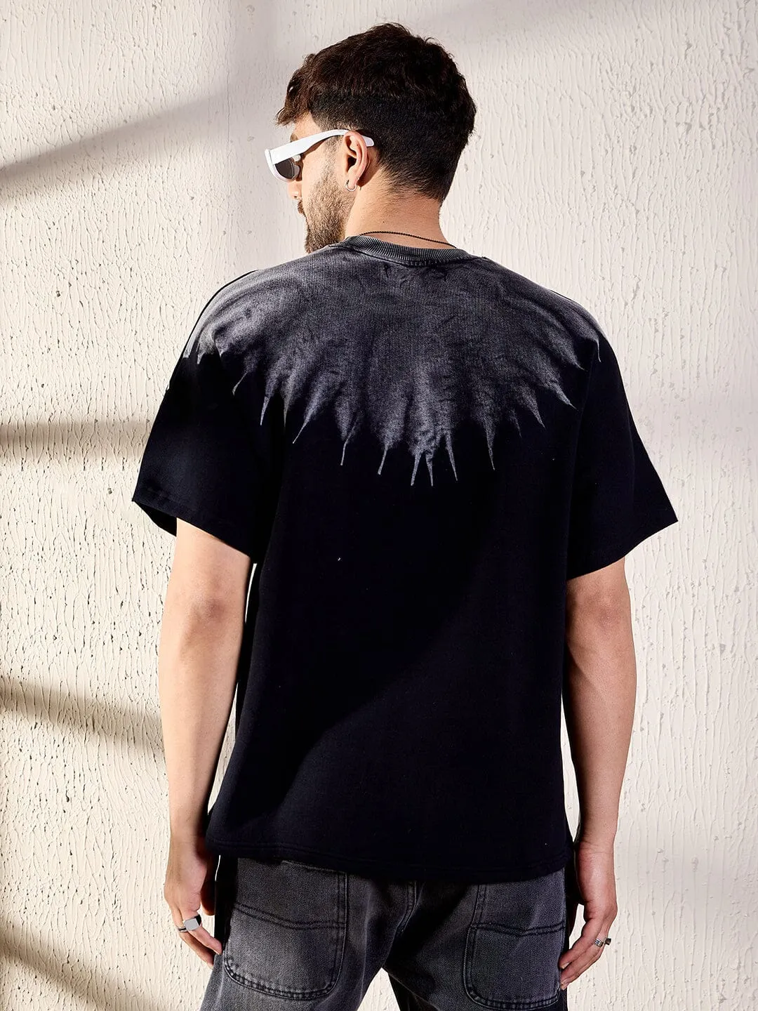 Black Ombre Star Embroidery Oversized Tshirt