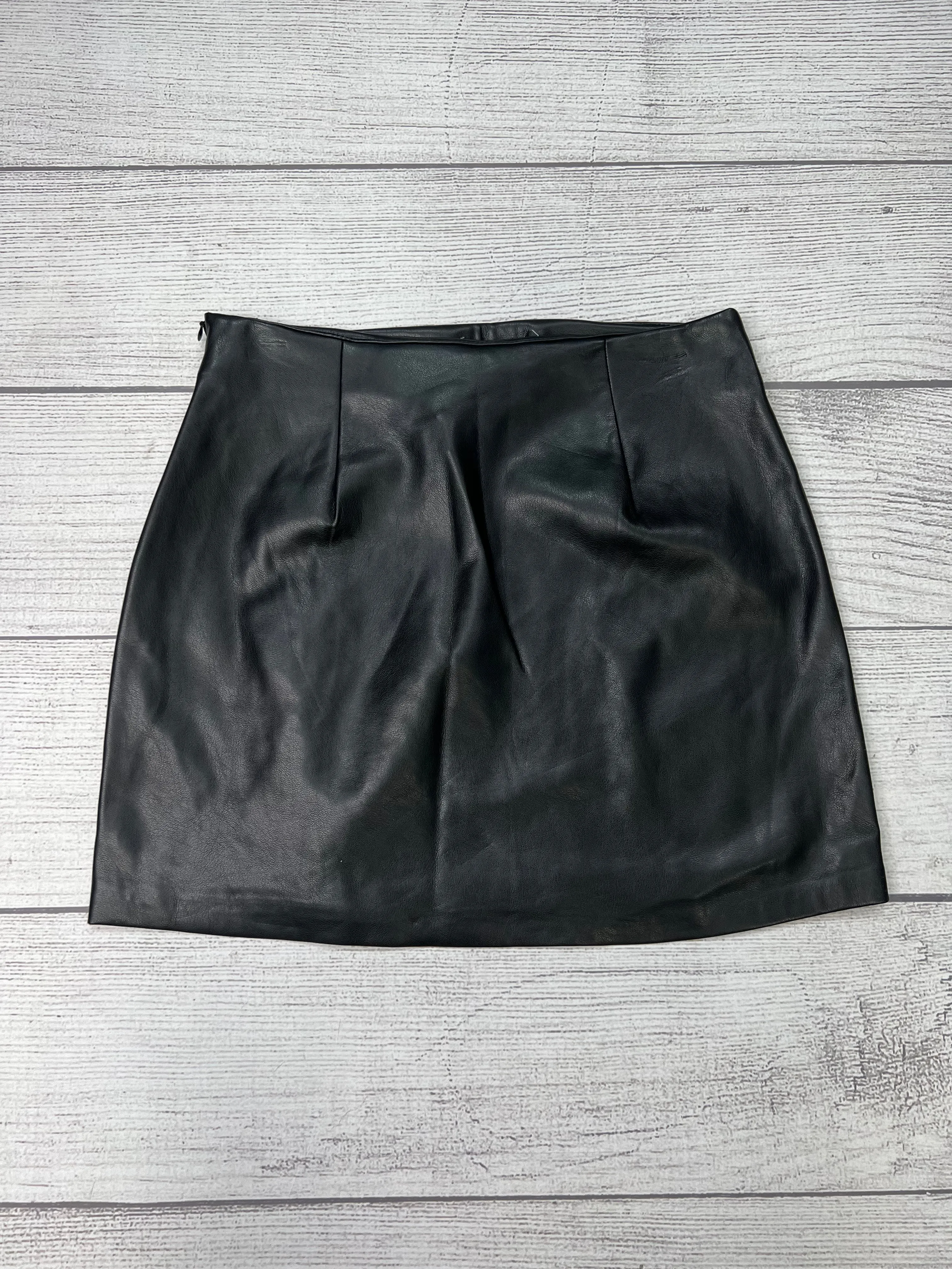 Black Pleather Skirt Mini & Short by Pull and Bear, Size M