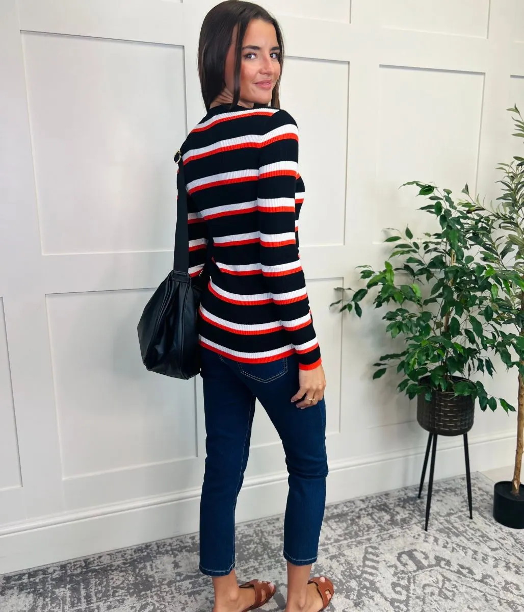 Black Striped Ribbed Jumper