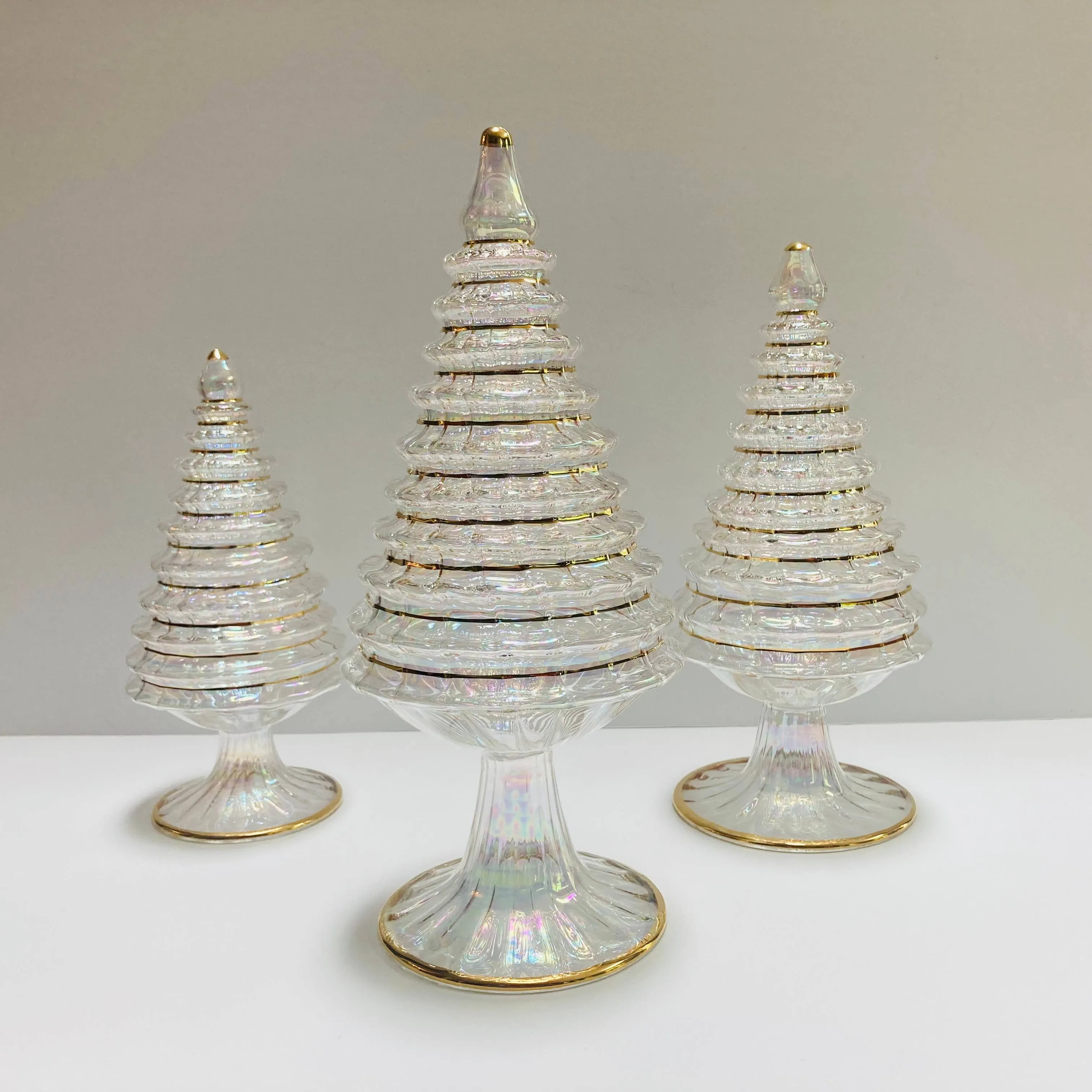 Blown Glass Tabletop Christmas Tree - White Spruce: Medium