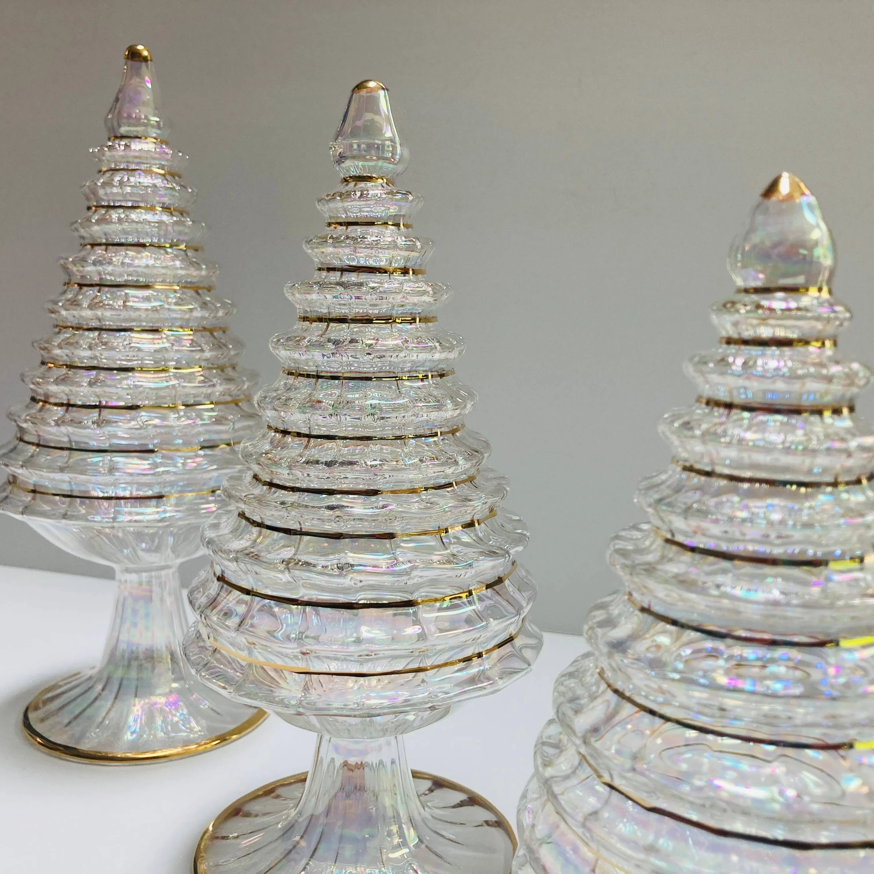 Blown Glass Tabletop Christmas Tree - White Spruce: Medium