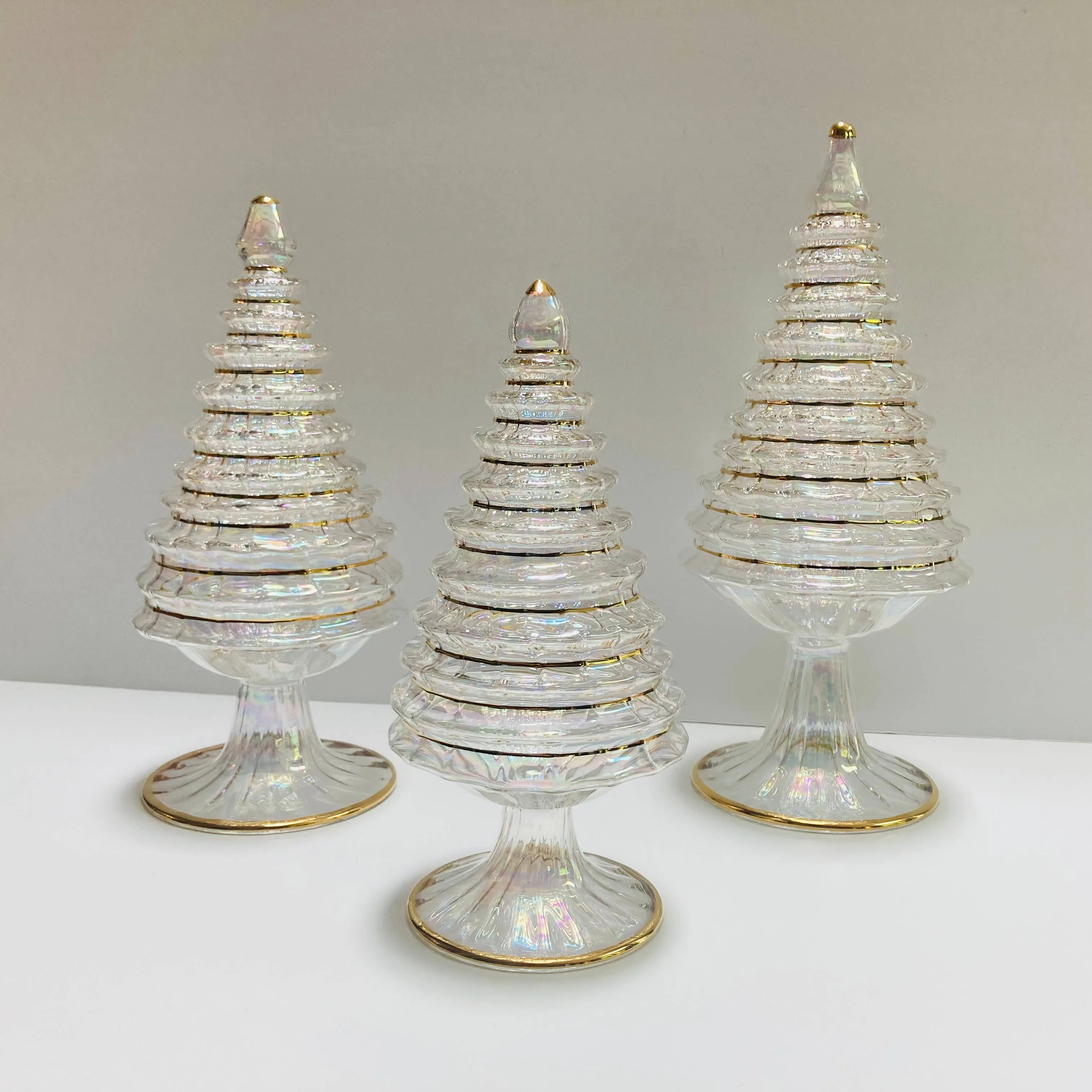 Blown Glass Tabletop Christmas Tree - White Spruce: Medium