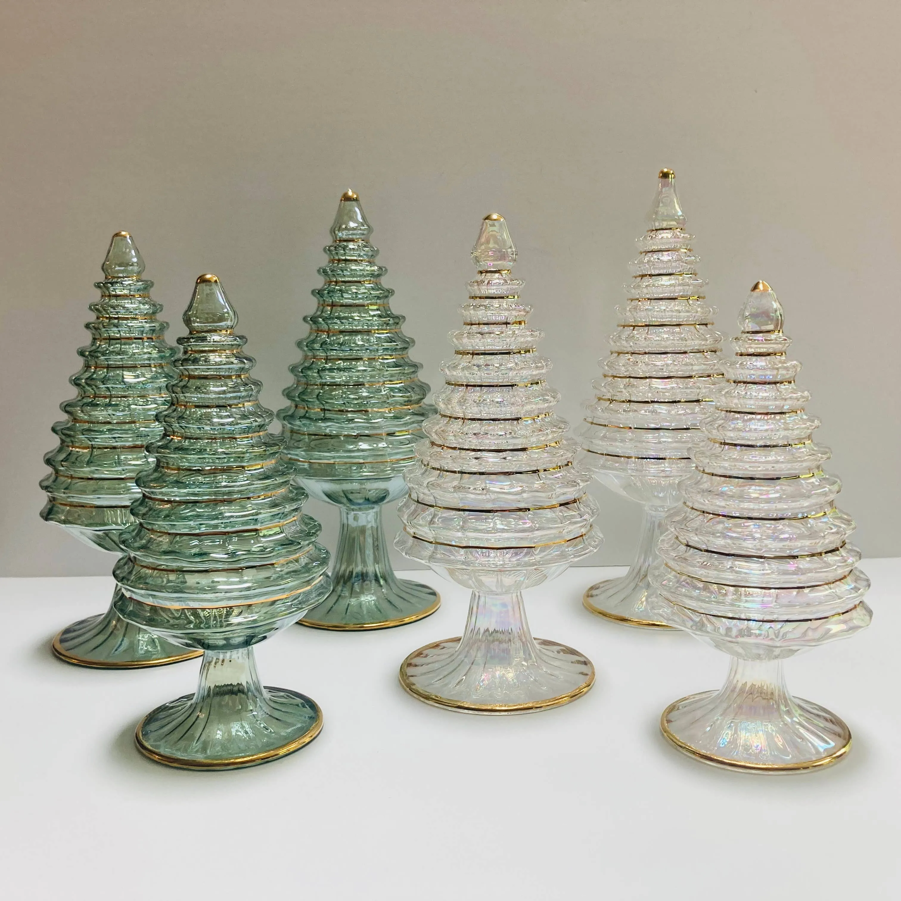 Blown Glass Tabletop Christmas Tree - White Spruce: Medium