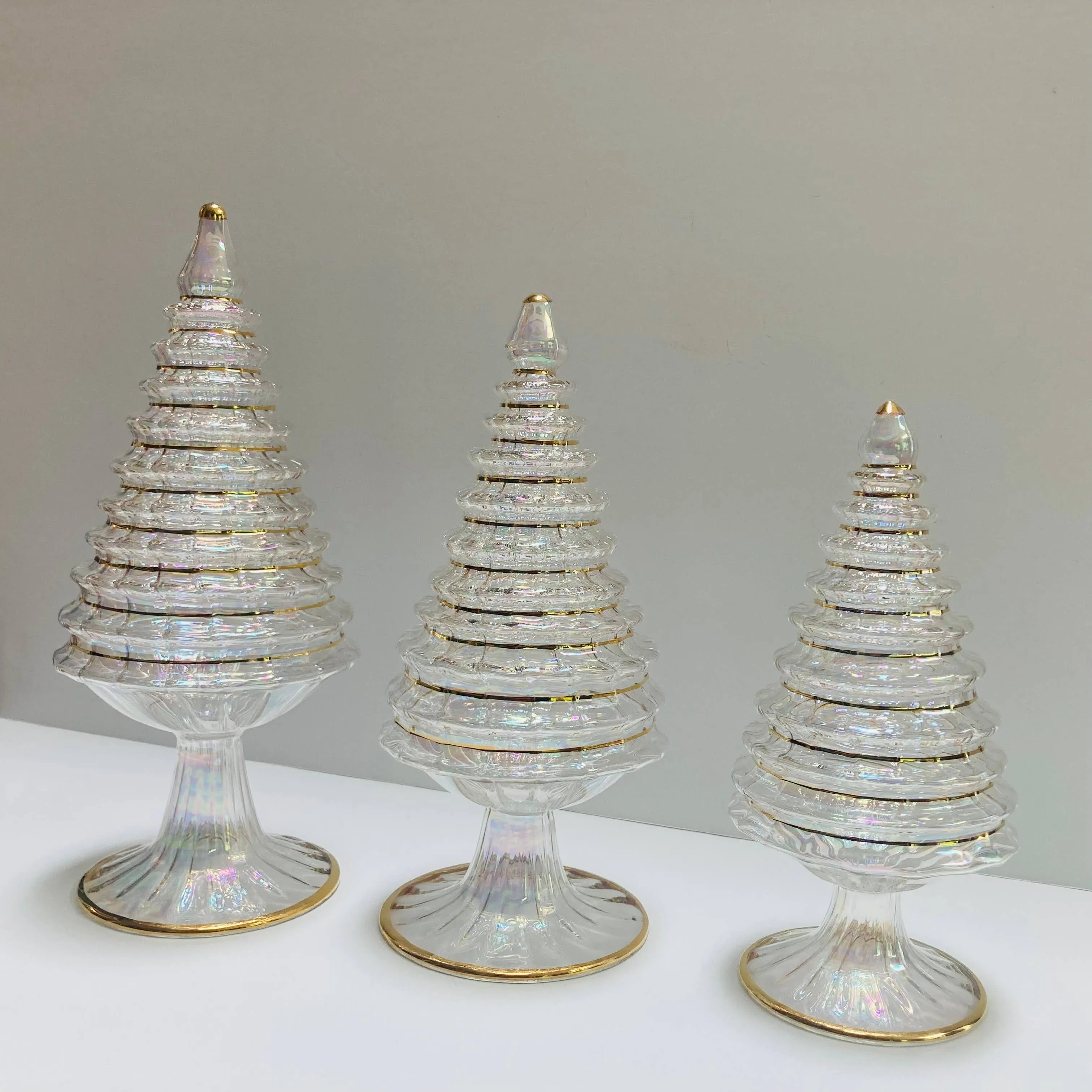 Blown Glass Tabletop Christmas Tree - White Spruce: Medium