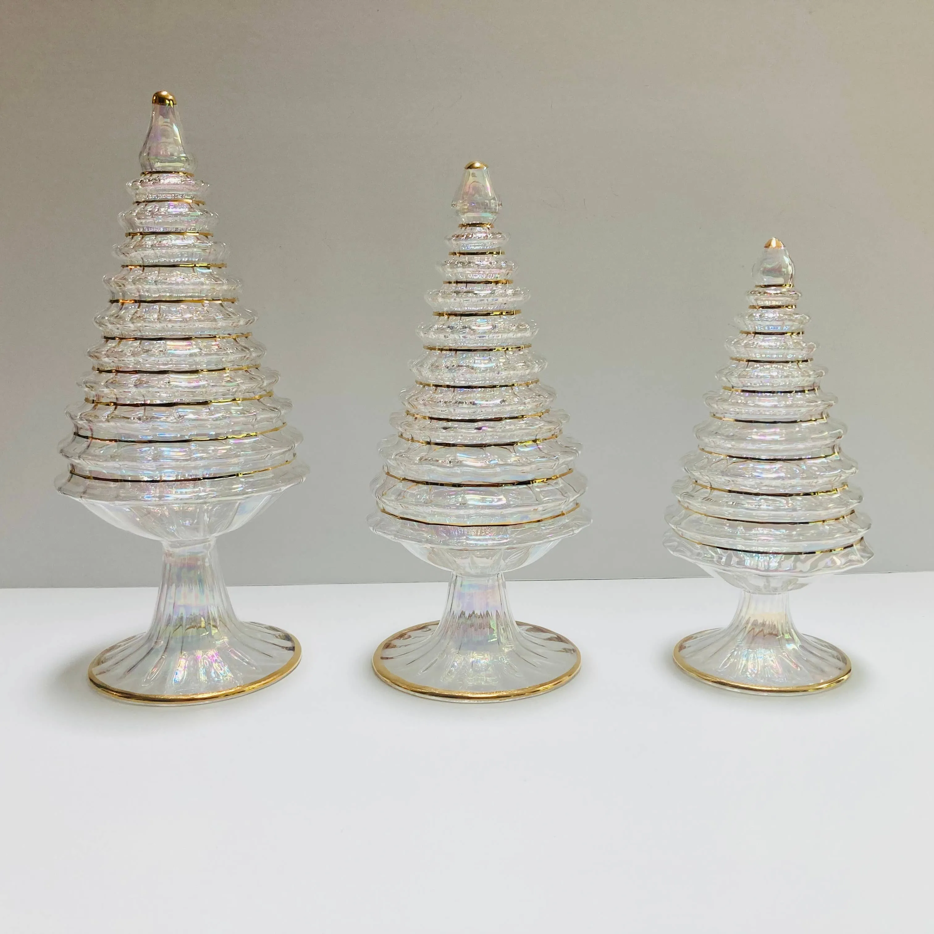 Blown Glass Tabletop Christmas Tree - White Spruce: Medium