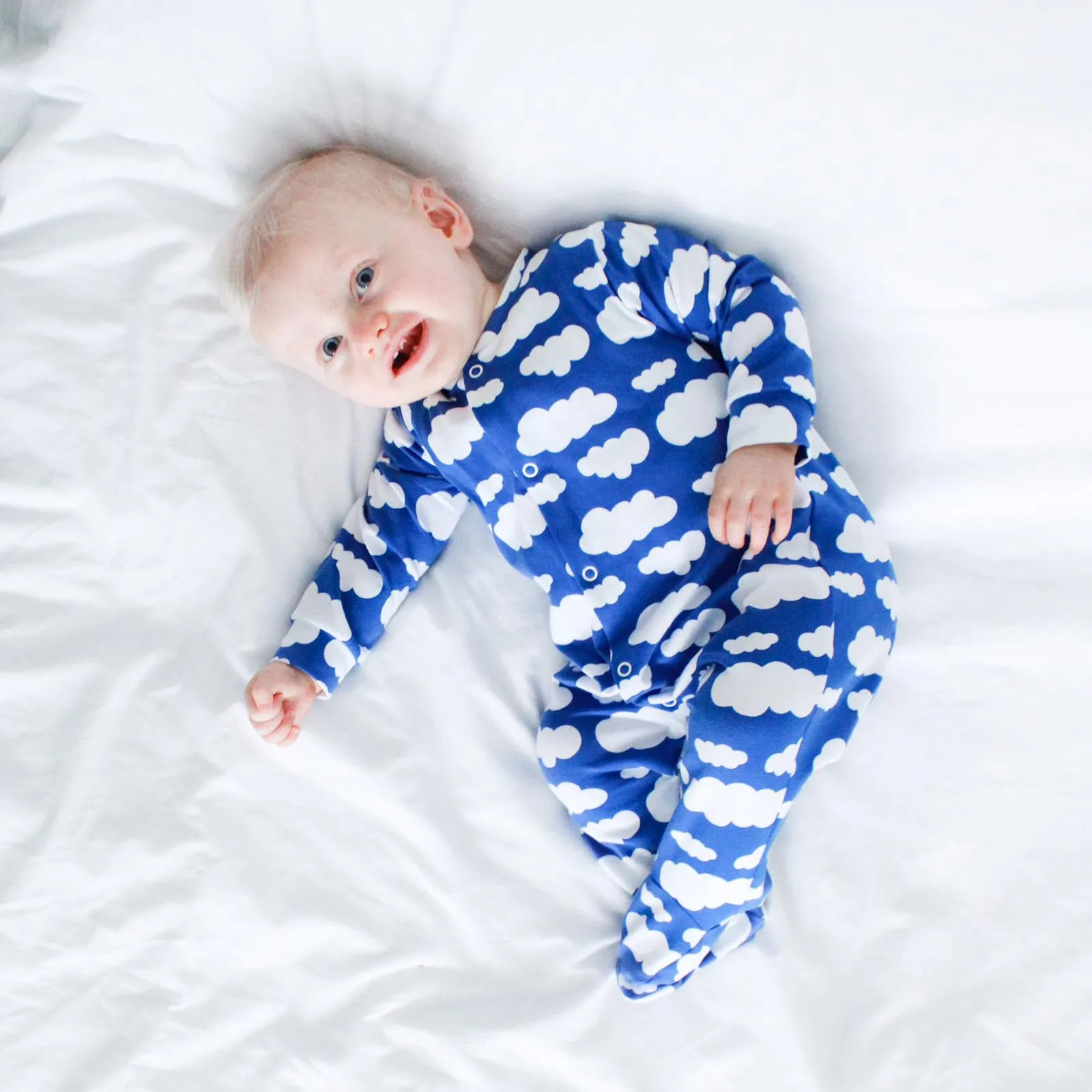 Blue cloud cotton sleepsuit