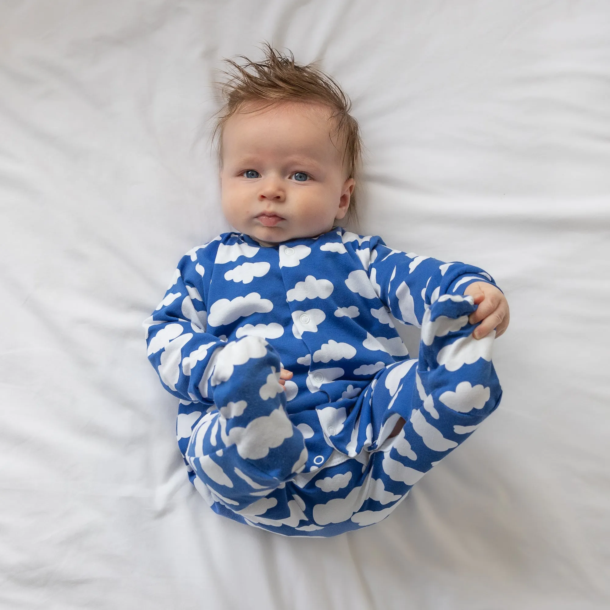 Blue cloud cotton sleepsuit