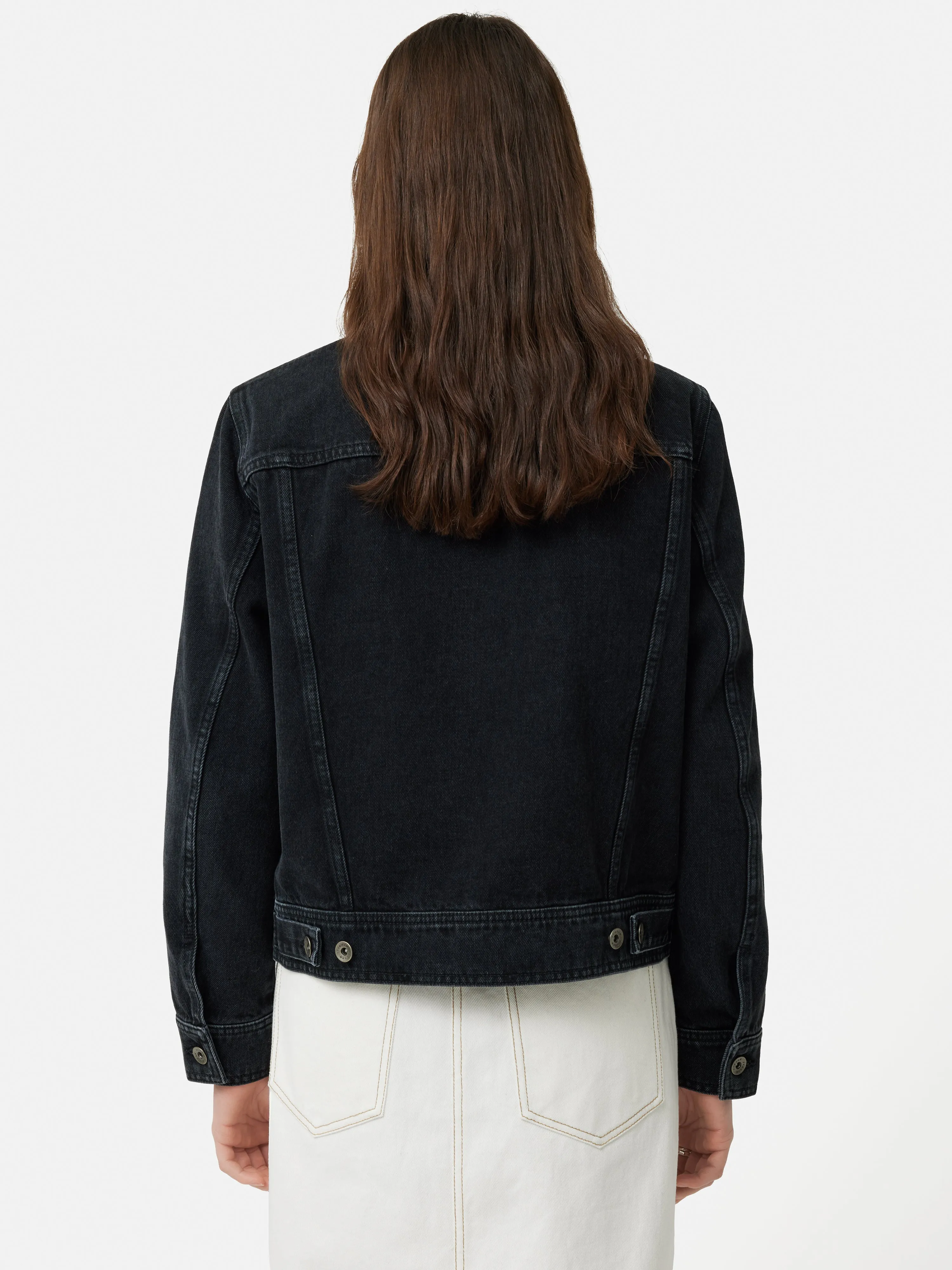 Boxy Denim Trucker Jacket | Washed Black