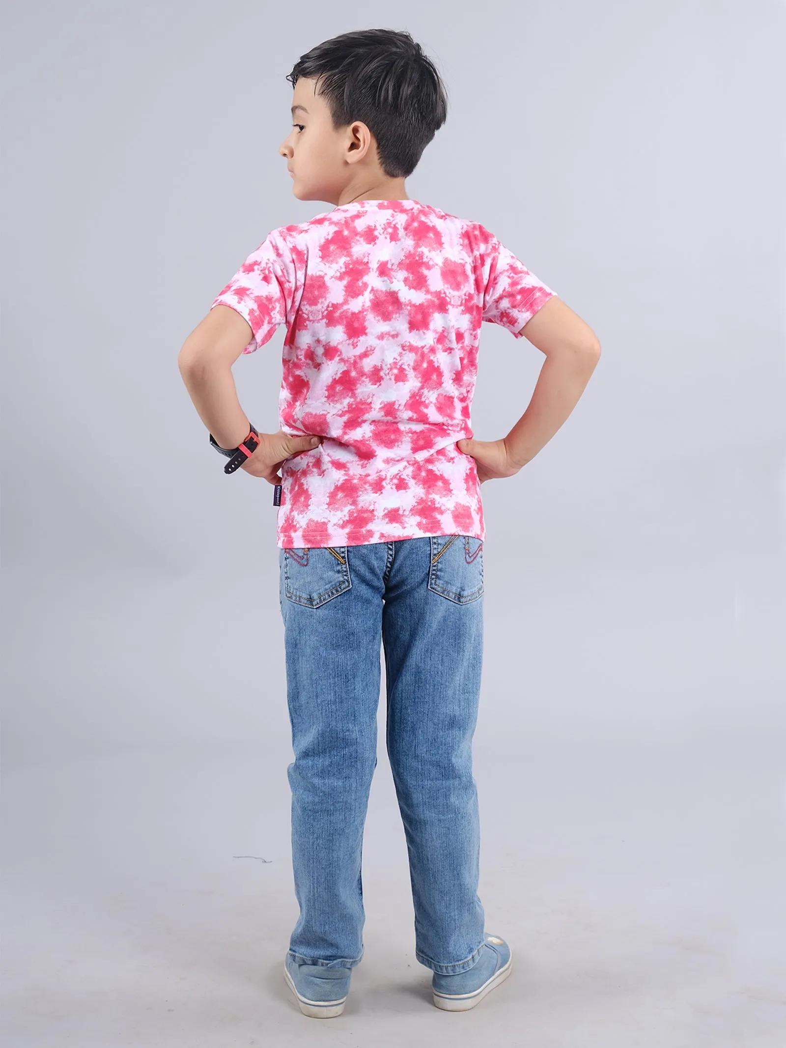 Boys Tie and Dye Chest Print Tee & Denim Pant Set