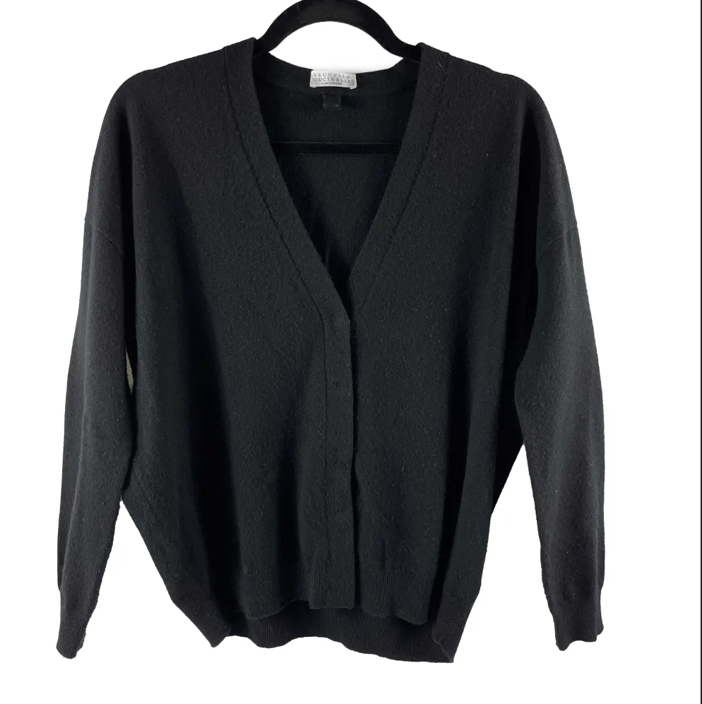 Brunello Cucinelli - Monili Belted Cardigan Black Sweater - Size S Small