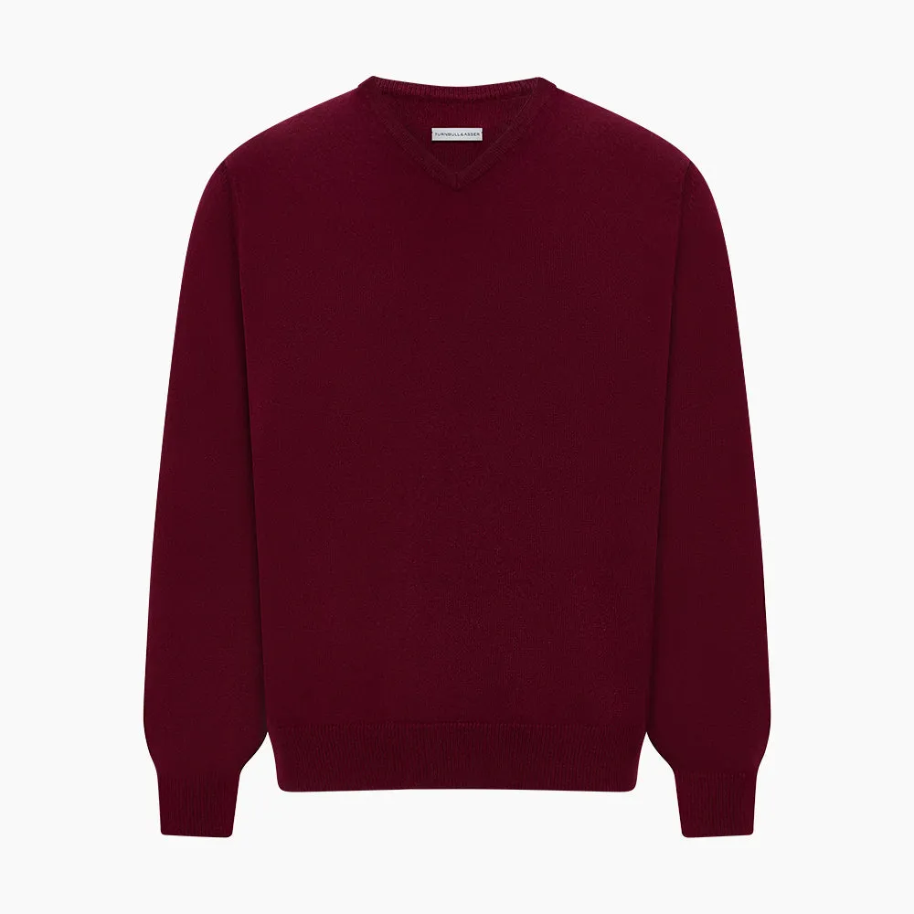 Burgundy Cashmere V-neck Jumper