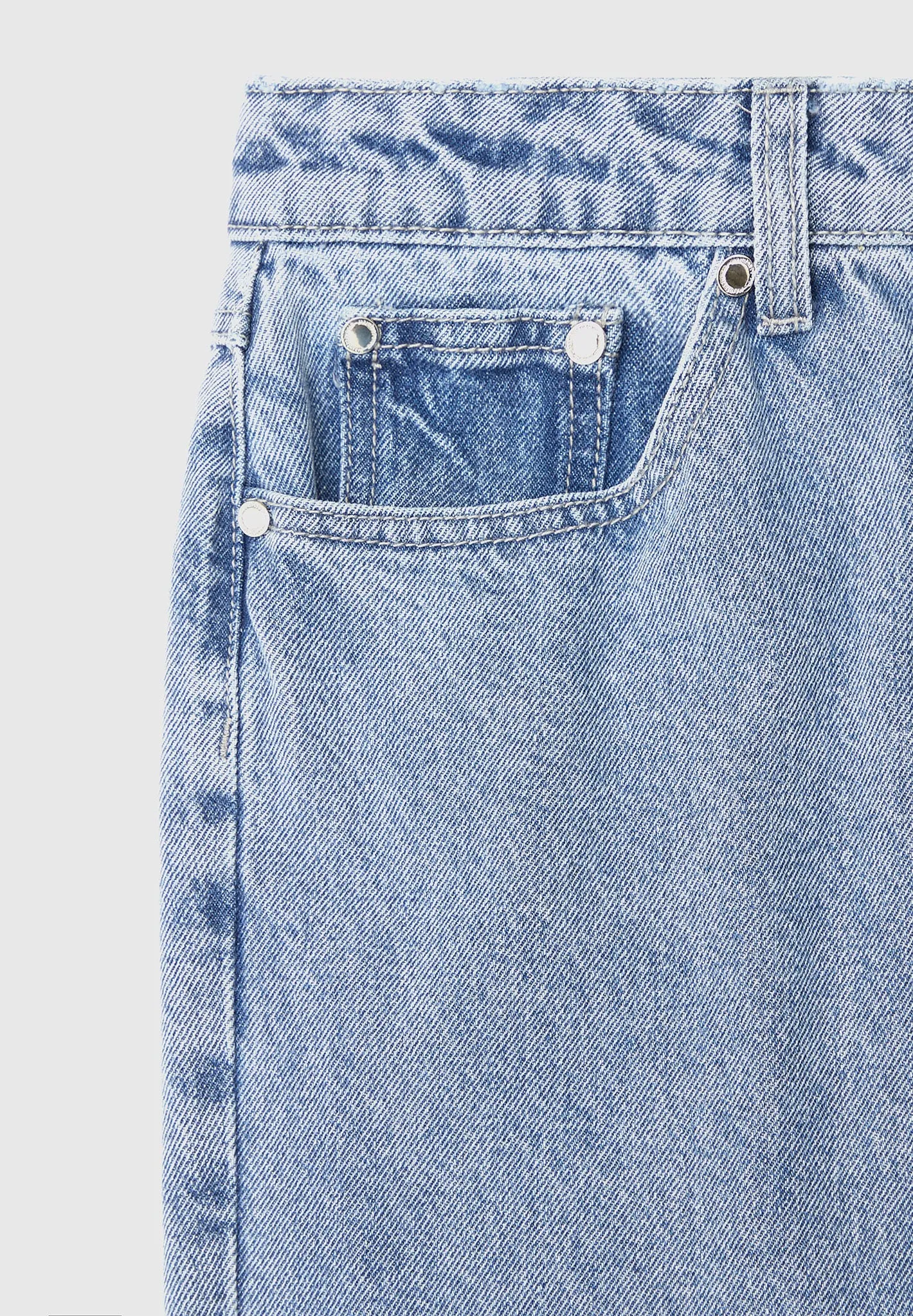 Button Down Overlay Mom Jeans - Mid Blue