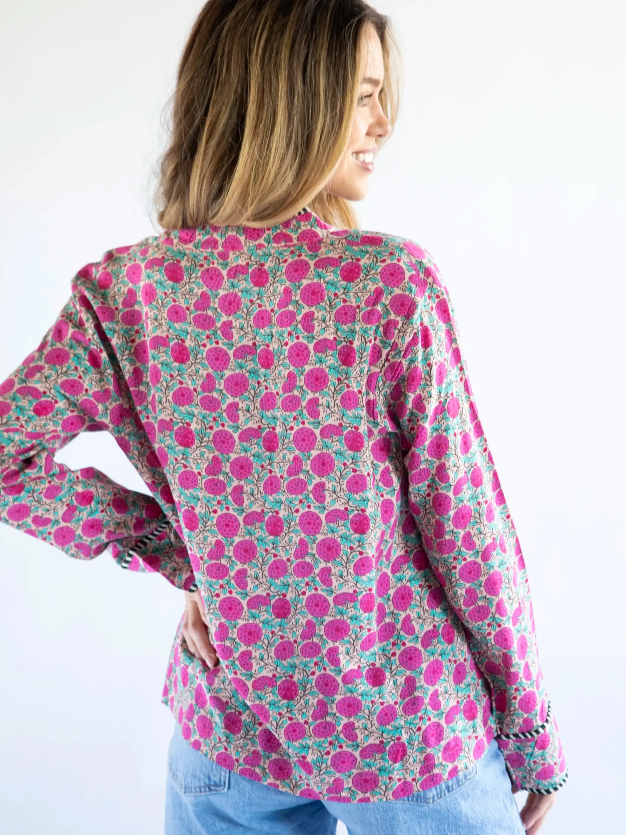 Calypso Button Down - Pink Puff Floral