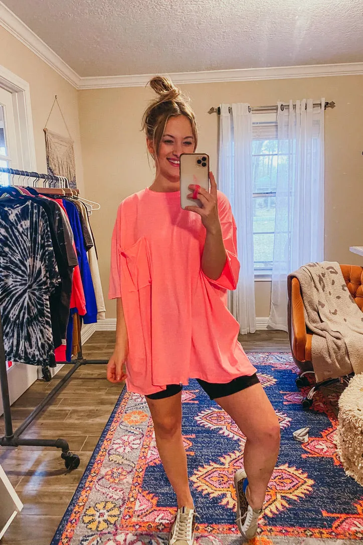 Casey Hot Pink Oversized Tee