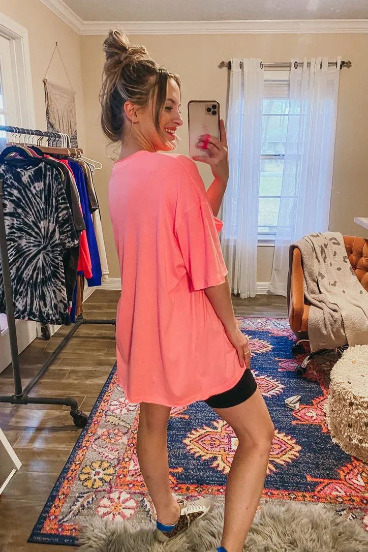 Casey Hot Pink Oversized Tee