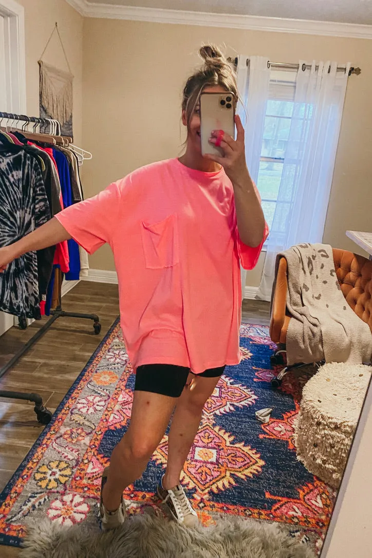 Casey Hot Pink Oversized Tee