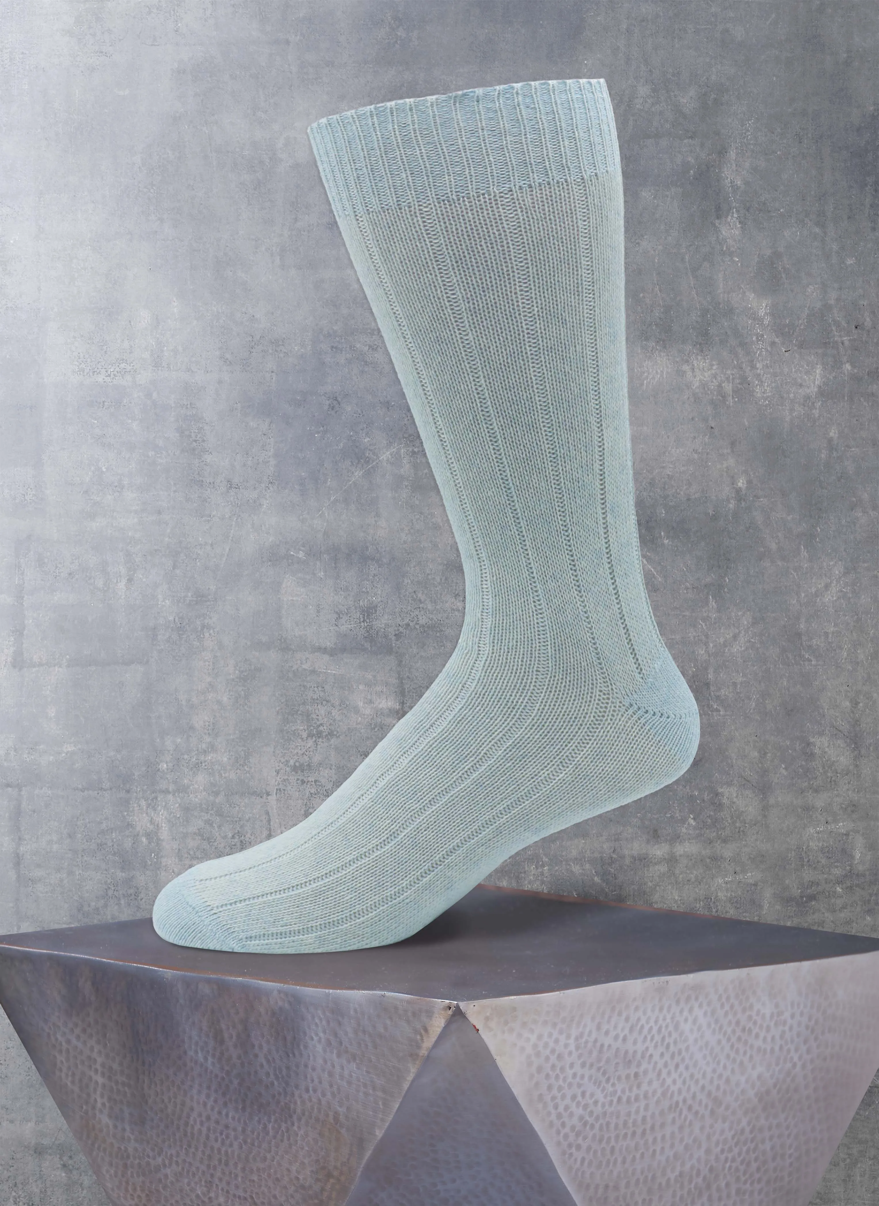 Cashmere Blend Rib Sock in Light Blue