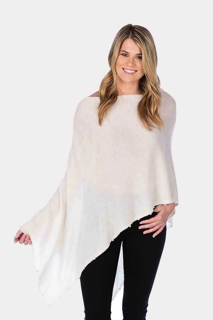 Cashmere Pearl Trim Dress Topper Poncho